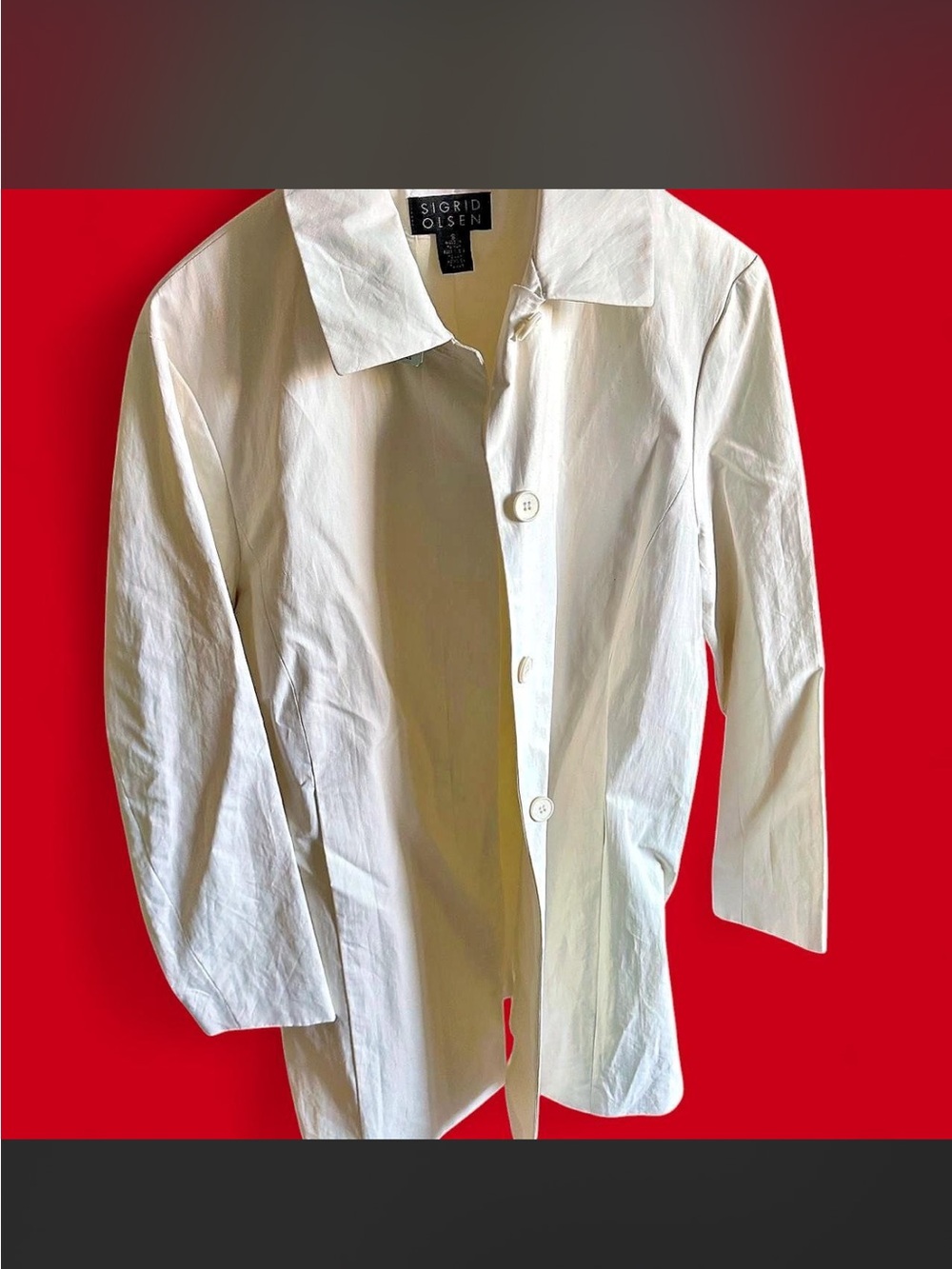 Sigrid Olsen Men's Cream Button-Down jacket